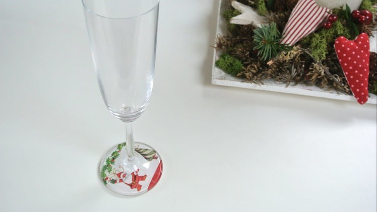 Adornos navideños - Como decorar copas | Christmas Ornaments - How to decorate wine glasses