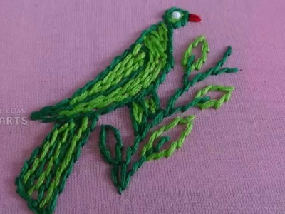 How to Hand Embroidery Stem Stitch Process