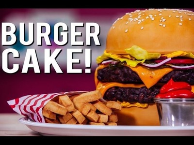 How To Make A CHEESEBURGER CAKE! With Chocolate Patties, Buttercream Mustard, and Candy Relish!