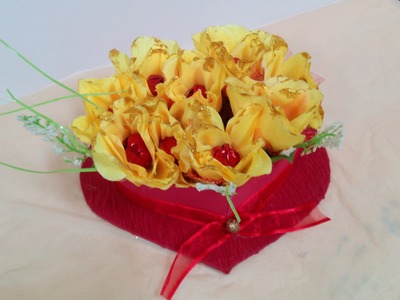 How to Make a Chocolate Flower Bouquet - Valentine's Gift Idea -  Floral Valentine Heart Bouquet !