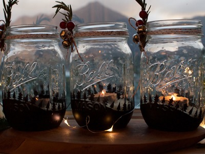 How to make a Winter-themed mason jar candle holder