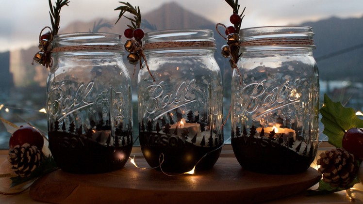 How to make a Winter-themed mason jar candle holder