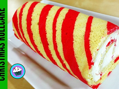 How to make Candy Cane Roll Cake | Pinch of Luck