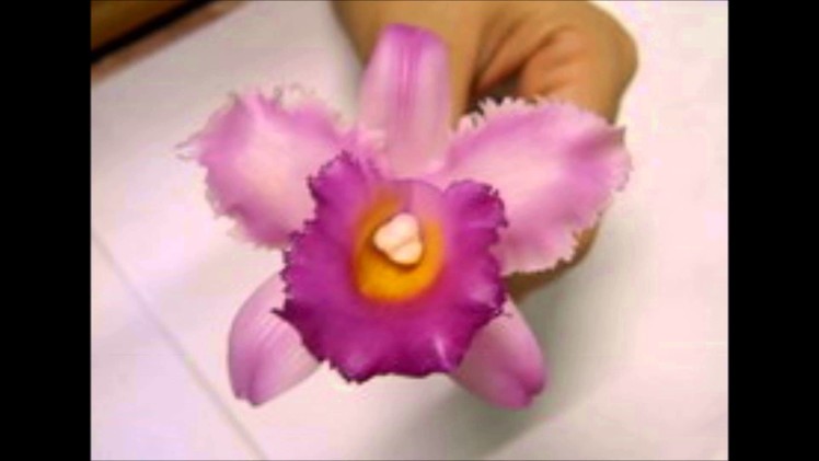 How to make Clay Flower Cattleya Orchid tutorial. Polymer Clay. Sugar Craft. Cake Decoration