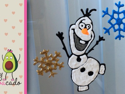How to Make Elsa & Olaf Window Clings with Puffy Paint - Frozen Snowflake Holiday DIY
