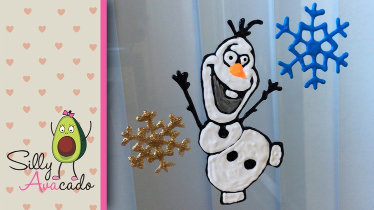 How to Make Elsa & Olaf Window Clings with Puffy Paint - Frozen Snowflake Holiday DIY