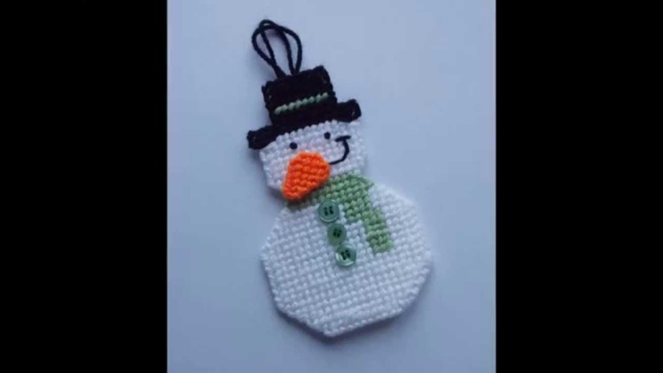 How to make Plastic Canvas Christmas Tree Snowman Decoration