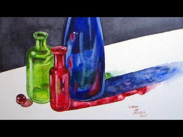 How To Paint Glass Bottles in Watercolor {LIVE Fridays!}