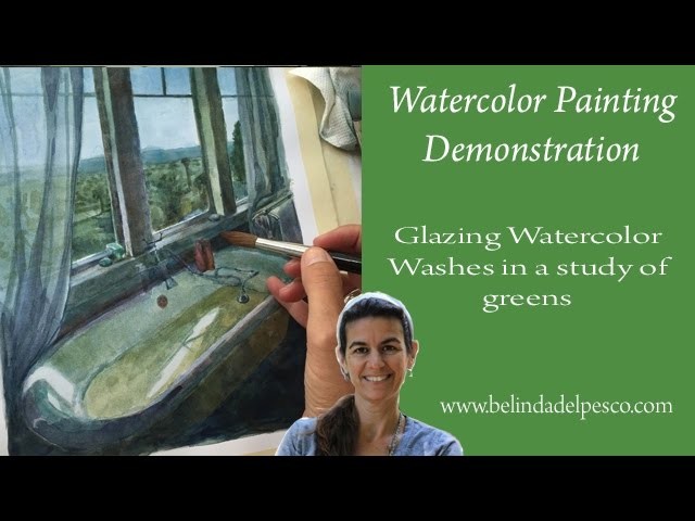 How to Paint Watercolor: Interior Scene with Windows & Water