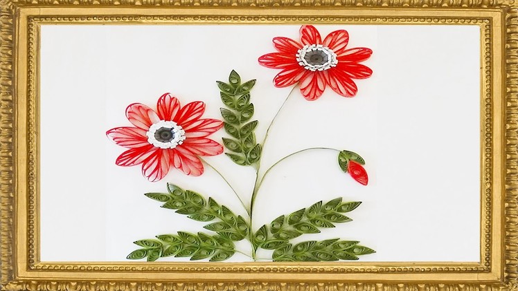 #PaperQuilling :New : Art & Craft How to make Beautiful Quilling red Flower design