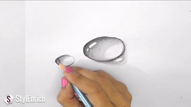 3D Drawing Art : How to Draw 3D Dew Drop on Leaf | Easy Pencil Drawings