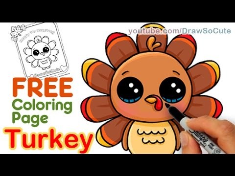 How to Draw a Cute Turkey step by step Easy Thanksgiving