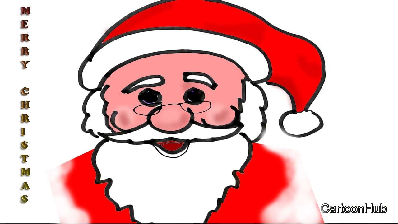 How to draw a Santa Claus face- in easy steps for children, kids, beginners