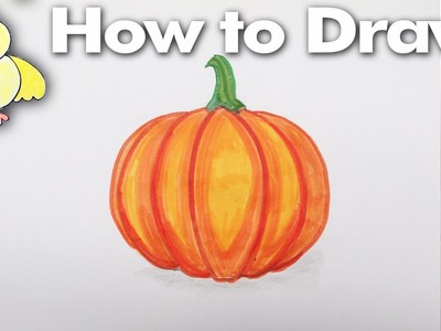 How to Draw an Easy Cartoon Pumpkin Gourd - Step by Step