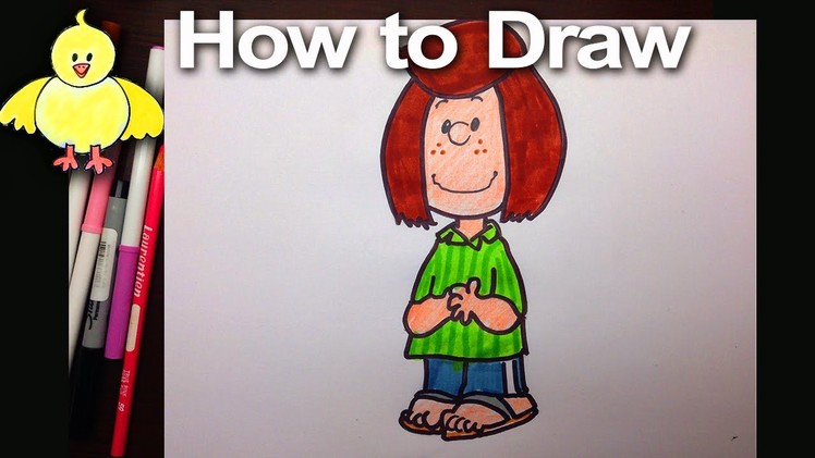 How to Draw Peppermint Patty from The Peanuts step by step |DoodleDrawArt