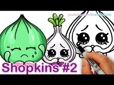 How to Draw Shopkins Boohoo Onion and Garlic Rose Cute step by step easy