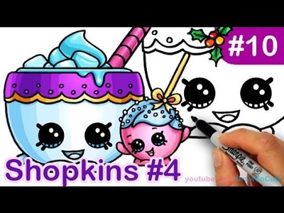 How to Draw Shopkins Cake Pop and Hot Chocolate step by step Christmas Special