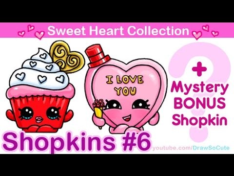 How to Draw Shopkins Valentines Special from Sweet Heart Collection step by step