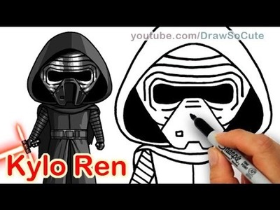 How to Draw Star Wars Kylo Ren step by step  Cute The Force Awakens