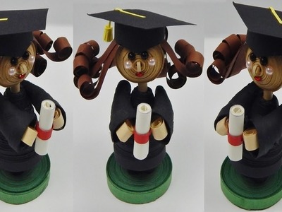 How to make a 3D quilling graduation girl with diploma  quilling doll DIY (tutorial + free pattern)
