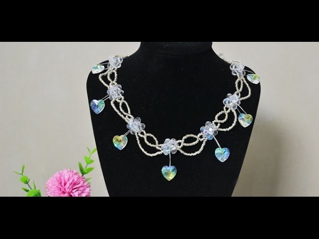 How to Make a Charming Beaded Necklace with Rhinestone Heart Drops for Valentines’ Day