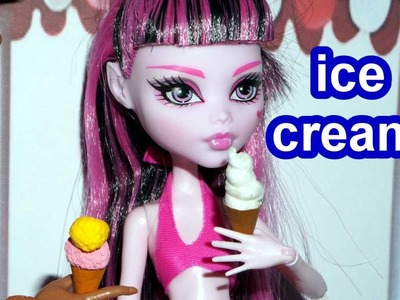 How to make a miniature doll ice cream #2 for Barbie, Monster High, Frozen.  *EASY*