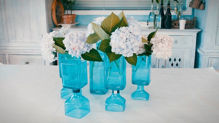 How To make a Recycled Glass Vase & Hydrangea Arrangement