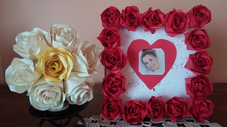 How to make a rose paper frame using polystyrene . Mother's Day gift, Valentine's Day gift