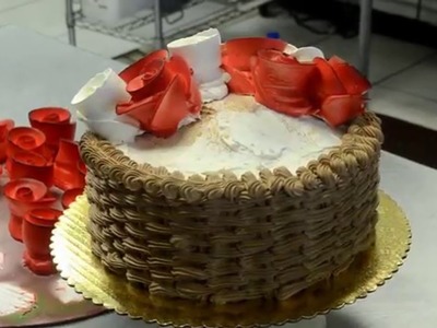 How to make basket theme cake with red roses