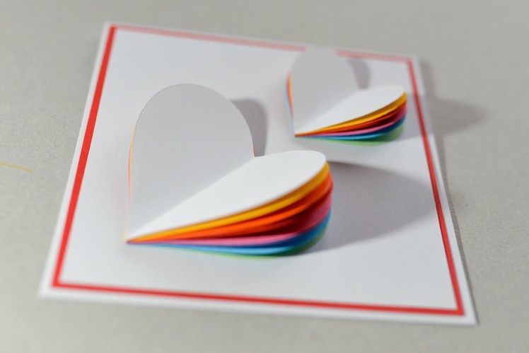 How to Make - Valentine's Day Card Rainbow Heart Greeting Card - Step by Step | Kartka Na Walentynki