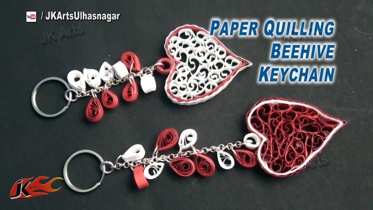 Paper Quilling Heart Beehive Keychain Tutorial | How to make | JK Arts 872