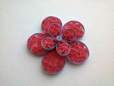 Quilling Flowers Tutorial : How to make Pink Flower-Paper Art Quilling.