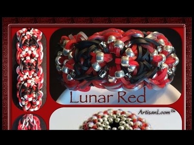 Rainbow Loom Band Lunar Red Bracelet Tutorial.How To