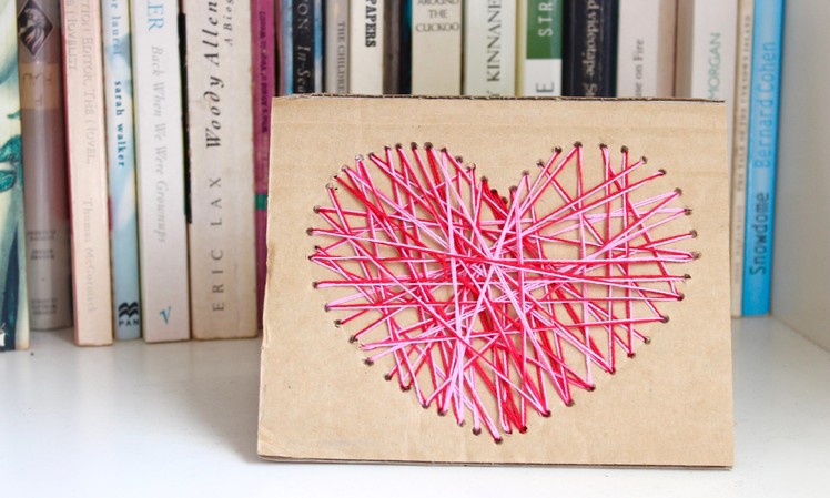 Easy homemade card idea: how to make a yarn heart card