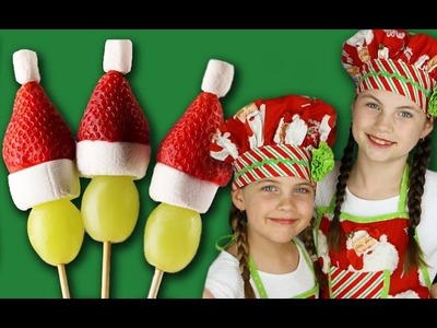 GRINCH FRUIT POPS - How to make healthy christmas pops with strawberry, grape and marshmallow