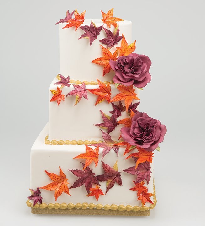 How to Create an Autumn  Flower Paste Maple Leaf Cake