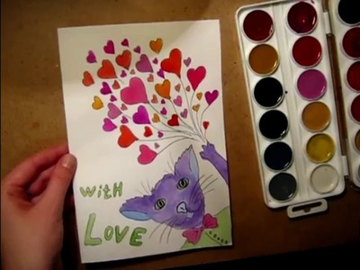 How to Draw a Cartoon Cat Valentine's Day Card – Step by Step Drawing Video