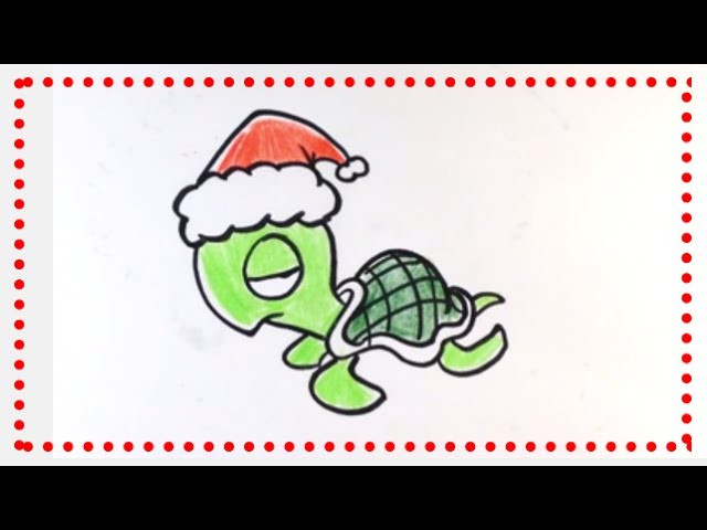 How to Draw a Christmas Turtle - Christmas Drawings