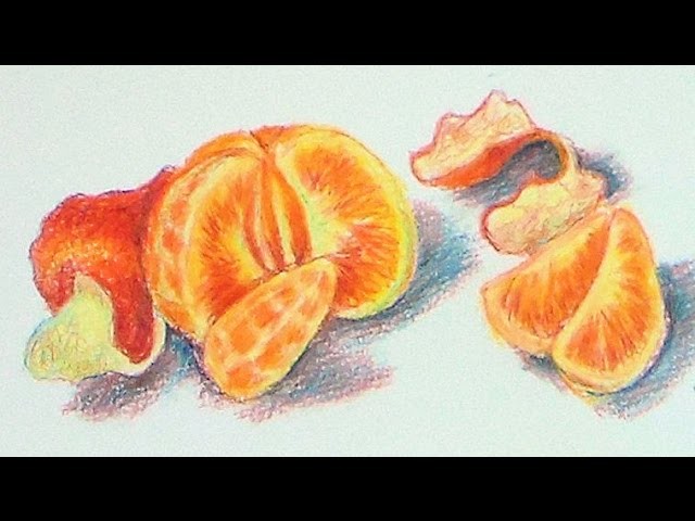 How To Draw A Clementine in Colored Pencils