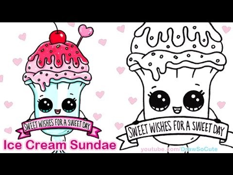 How to Draw an Ice Cream Sundae Float Cute step by step Sweet Dessert