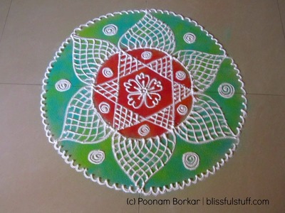 How to draw beautiful flower shaped rangoli design | Poonam Borkar Rangoli Designs