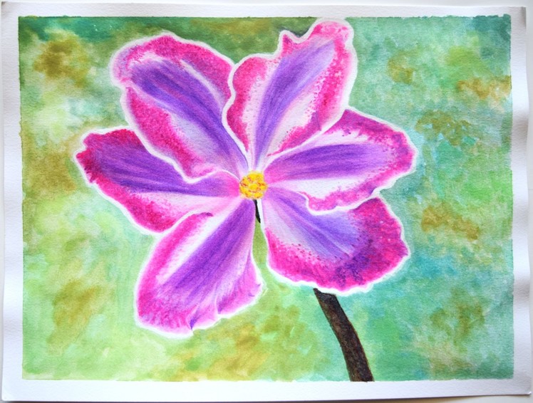 How to Draw Flowers with Oil Pastels  ( Water Soluble )