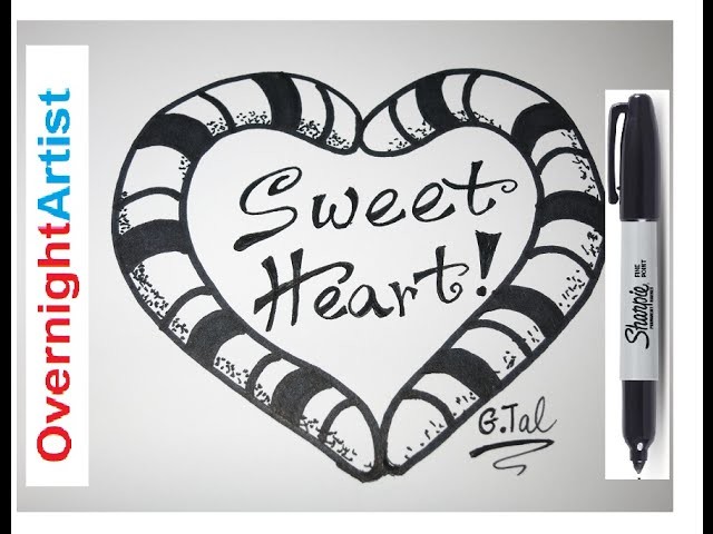 How To Draw Heart EASY!! Sweet Candy Cane Rose Sweet Heart