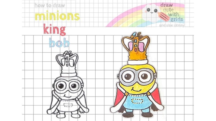 How to draw minions king bob easy | draw cute with grids