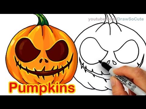 How to Draw Scary Carved Pumpkins Cute and Easy Halloween