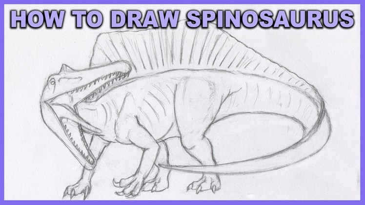 How To Draw Spinosaurus Step By Step Tutorial - QUADPEDAL STYLE