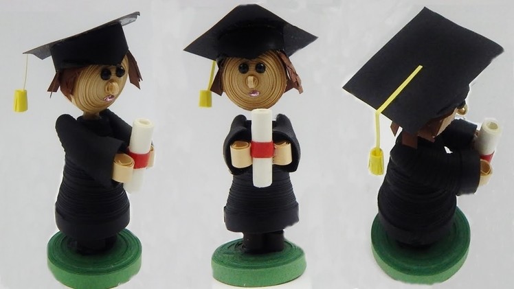 How to make a 3D quilling graduation boy with diploma  quilling doll DIY (tutorial + free pattern)