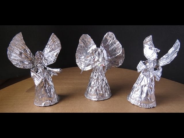 How to make a Christmas Angel, recycling tin foil - a party trick.hostess gift.