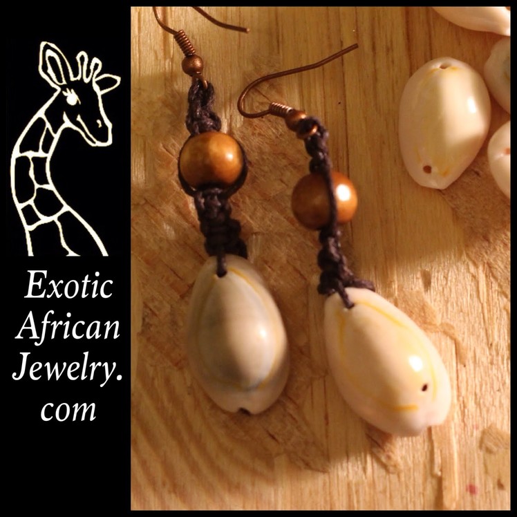 How To Make African Cowrie Wood Cord Earrings