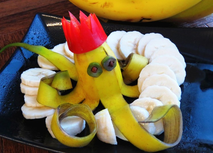 How to Make Banana Squid Garnishes  | Banana Art | Fruit Carving Banana Decoration